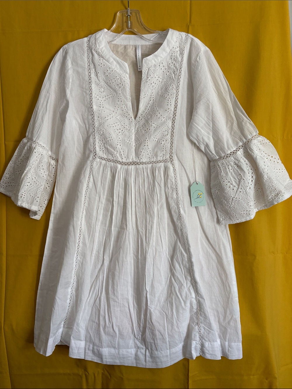 Rockflowerpaper Women’s White Eyelet Beach Dress Size S